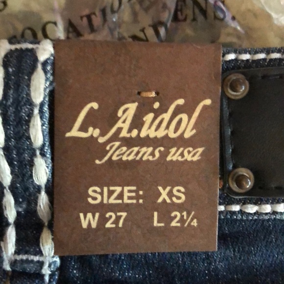 ‼️LAST 1‼️ NWT 💋 LA IDOL FRINGED JEAN SHORT Sz XS - Picture 7 of 10